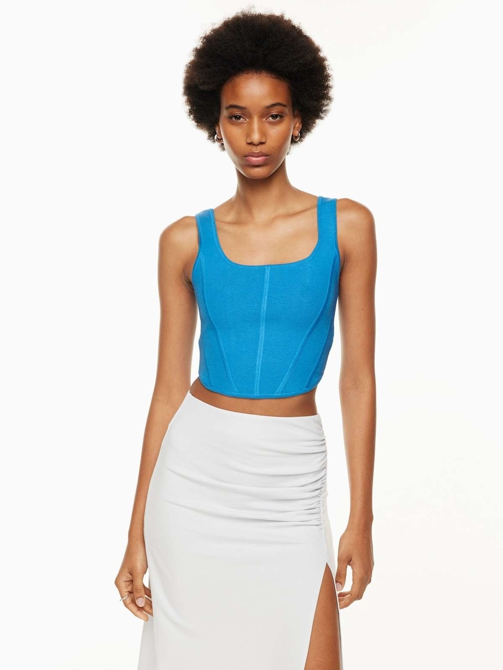 Aritzia Wilfred Natalie Top XS Square Neck Bustier Knit Crop Tank